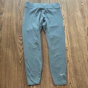 Nike Womens Cropped Leggings Mid Rise Elastic Waist Pull-On Stretch Blue Size M